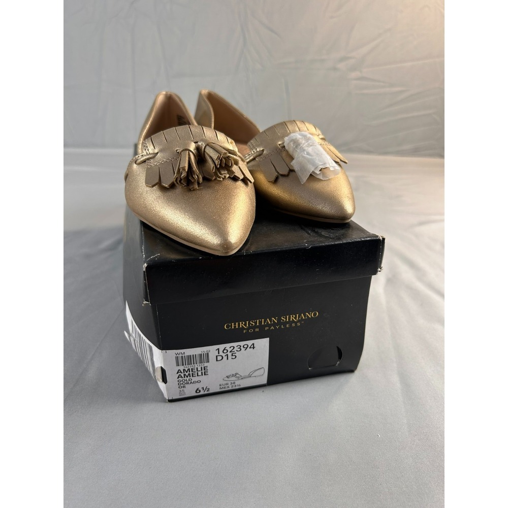Christian Siriano Women Flats Size 6.5 Gold Tassel Loafers D'Orsay Chic